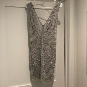 Basix black label silver beaded dress
